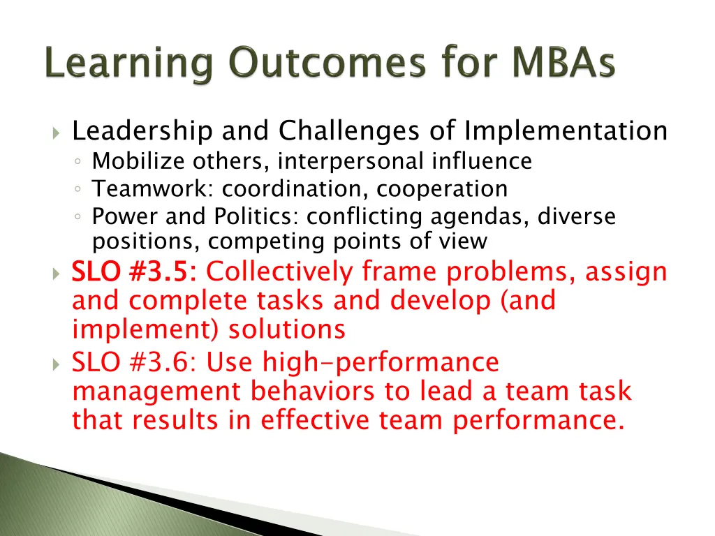 leadership and challenges of implementation