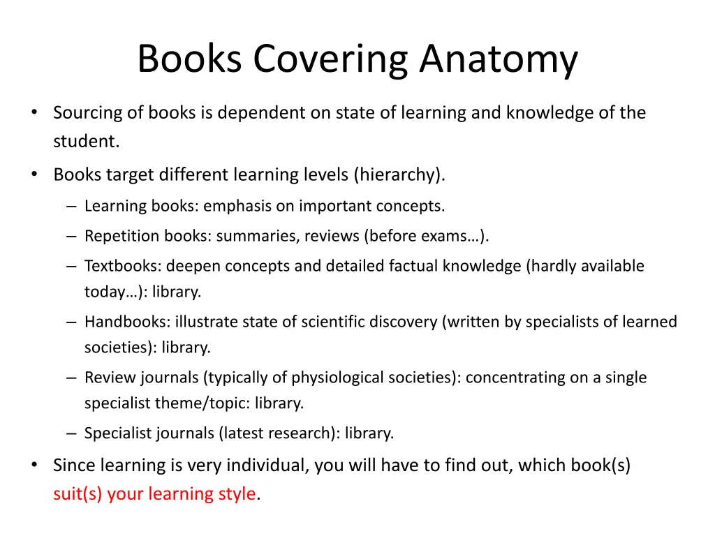 books covering anatomy