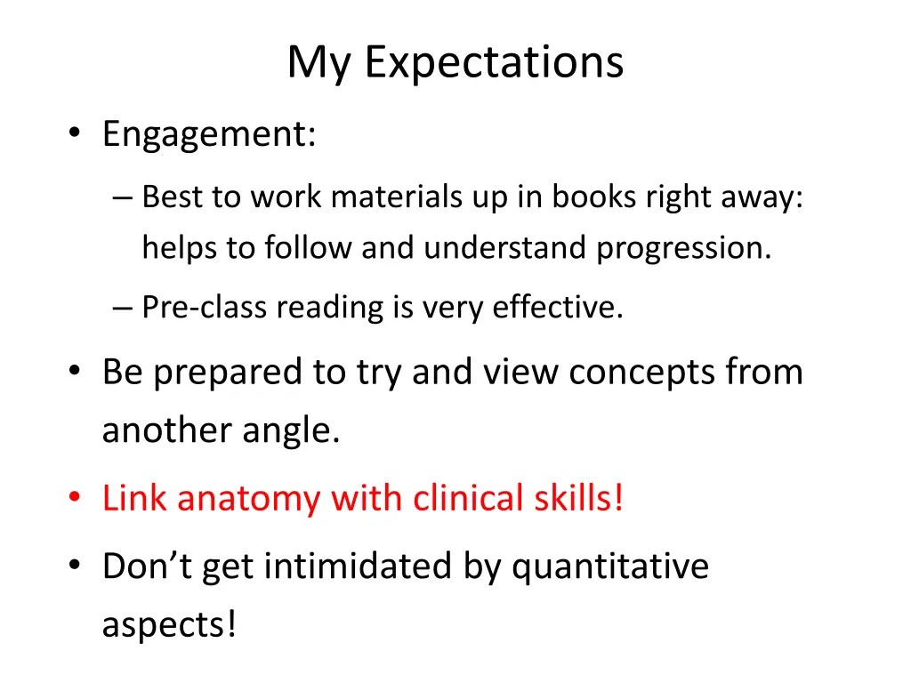 my expectations