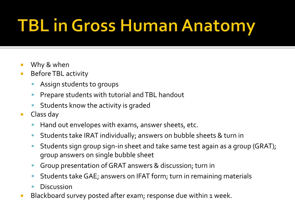 why when before tbl activity assign students