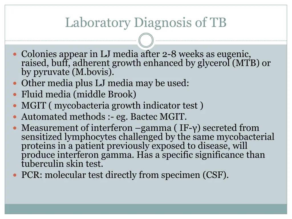 laboratory diagnosis of tb 2