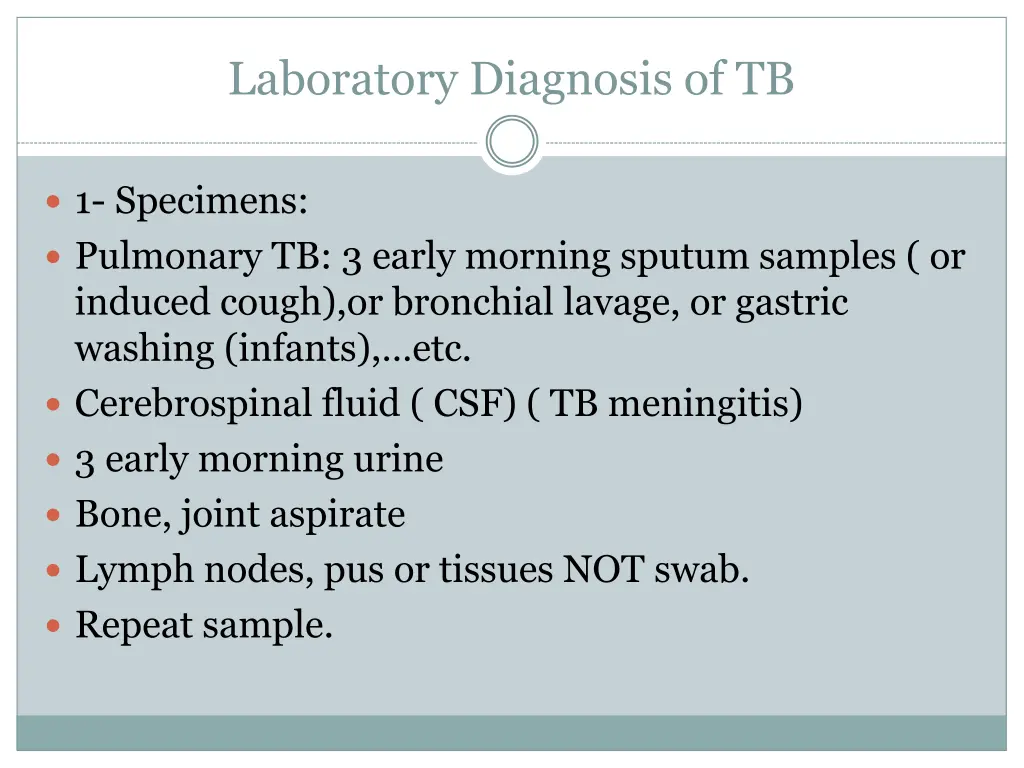 laboratory diagnosis of tb