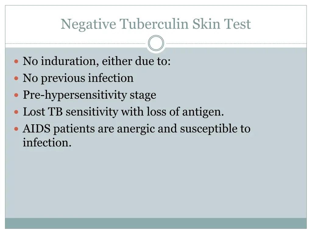 negative tuberculin skin test