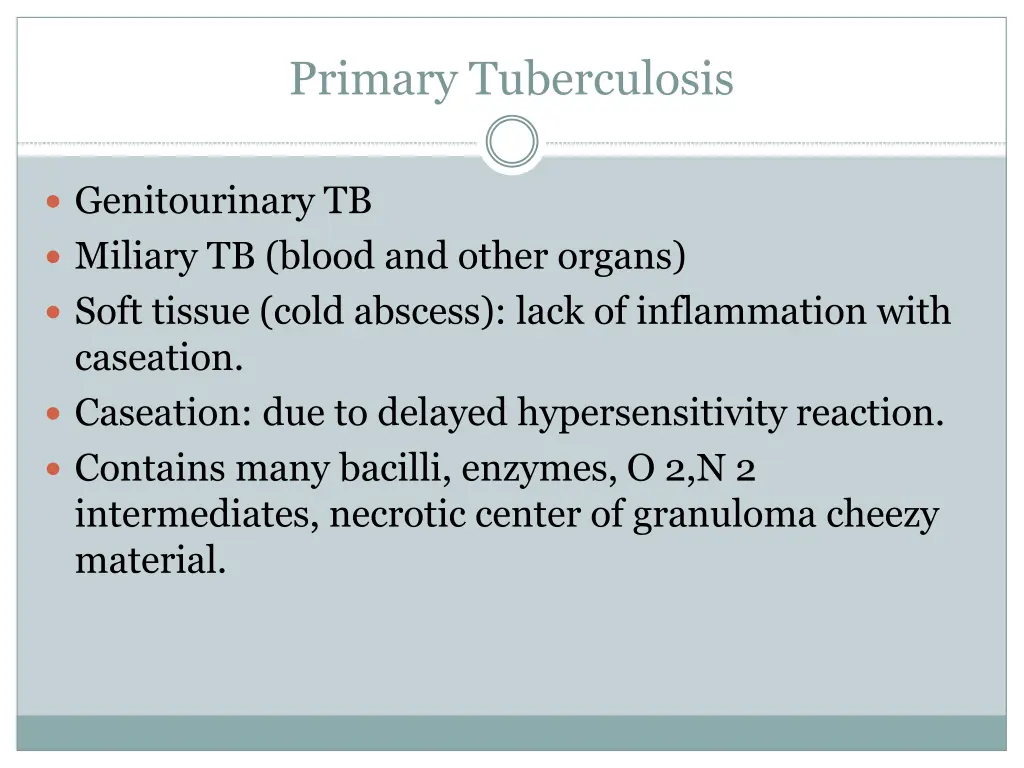 primary tuberculosis