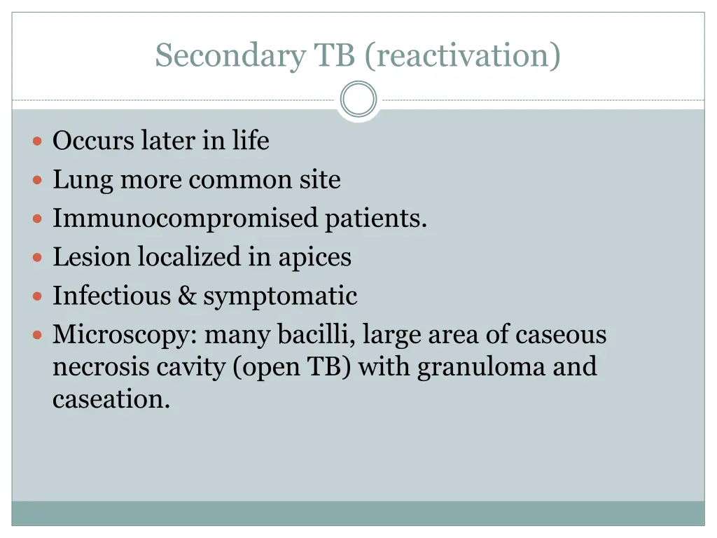 secondary tb reactivation