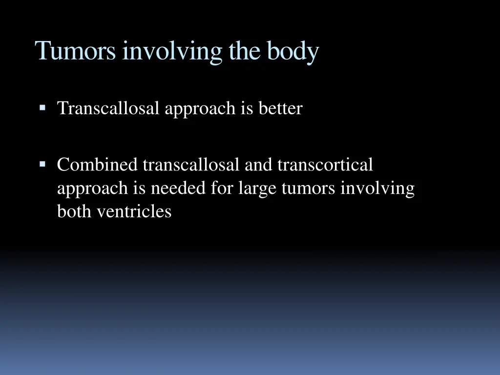 tumors involving the body