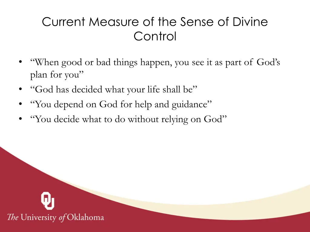current measure of the sense of divine control