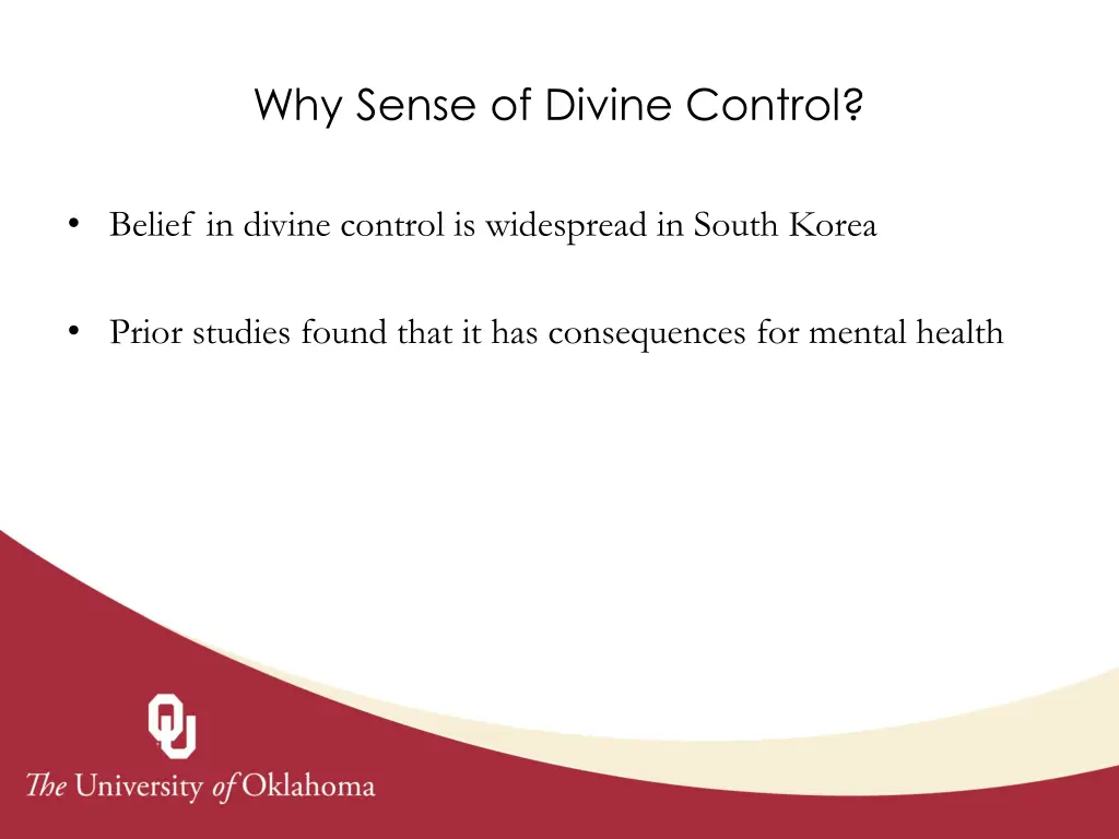 why sense of divine control