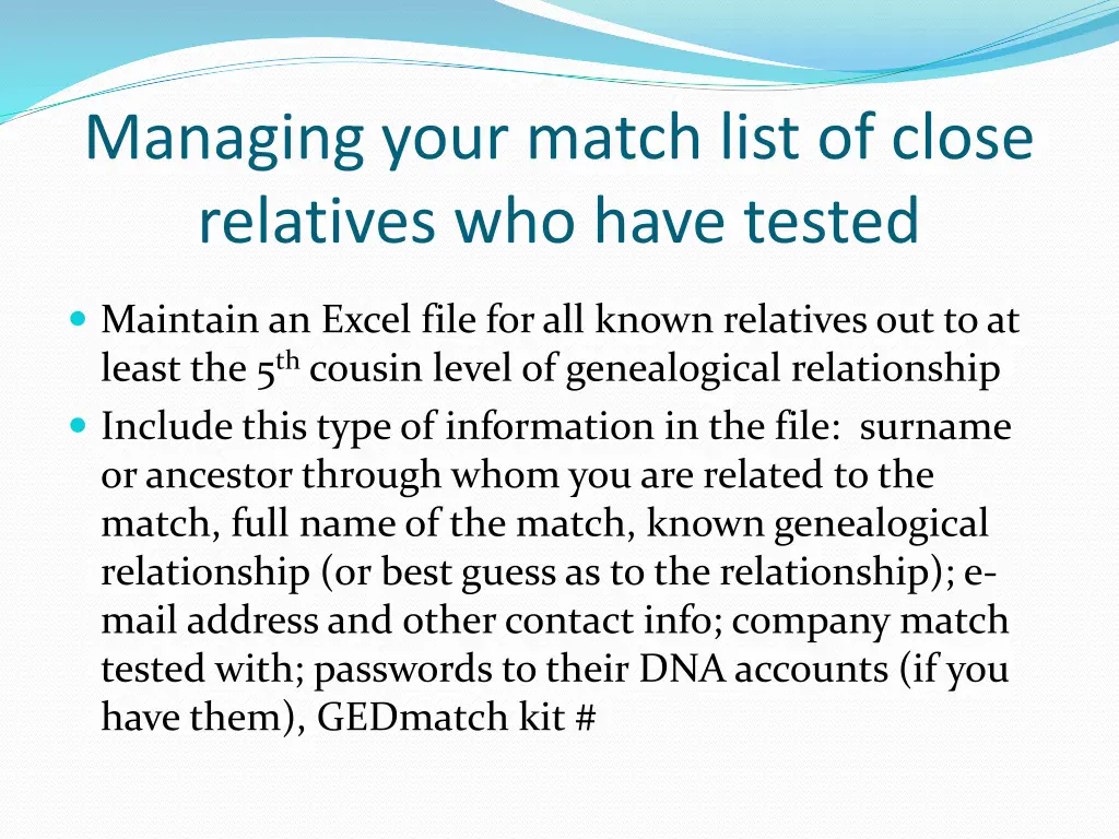 managing your match list of close relatives