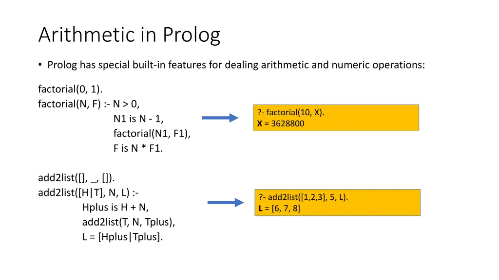 arithmetic in prolog