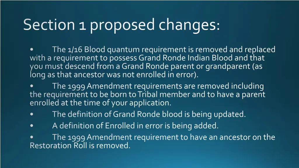 section 1 proposed changes