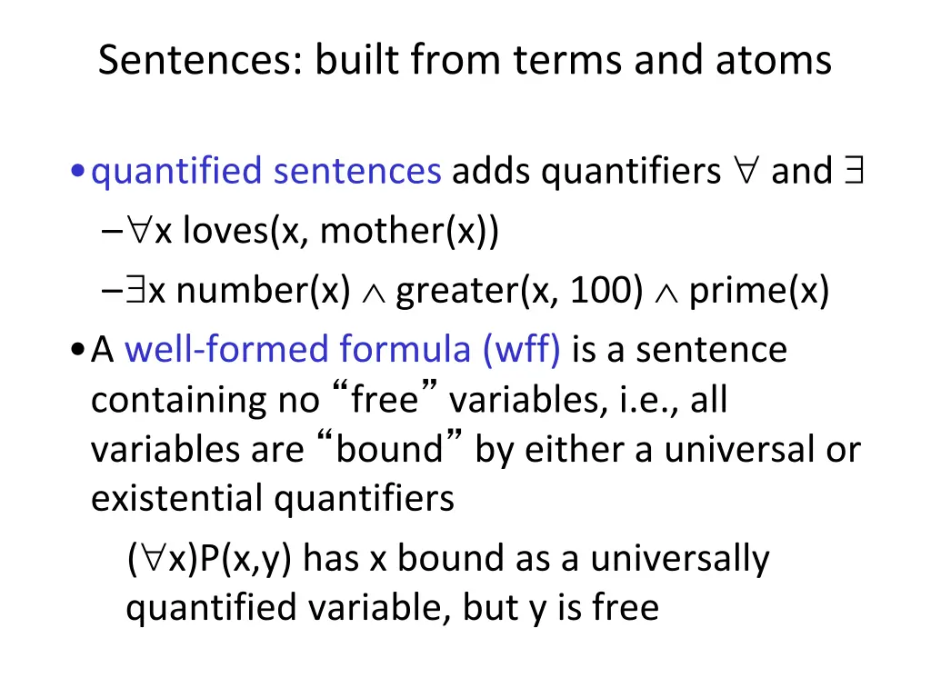 sentences built from terms and atoms 2