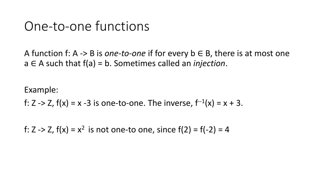 one to one functions