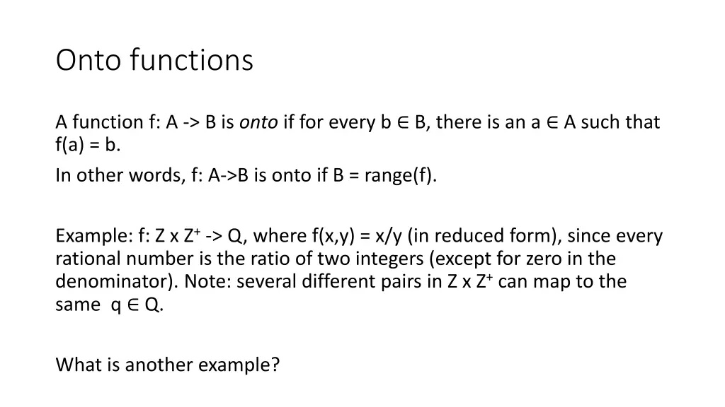 onto functions