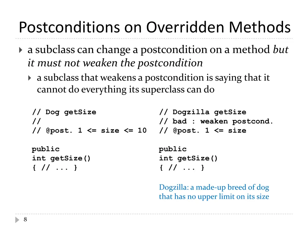 postconditions on overridden methods