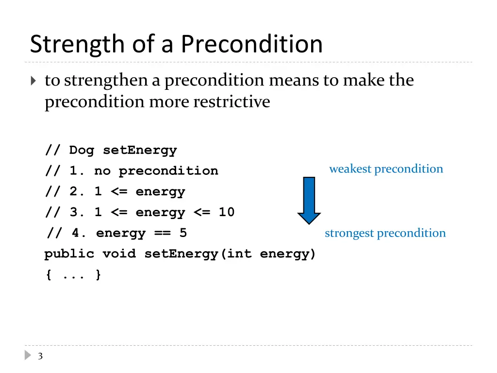 strength of a precondition