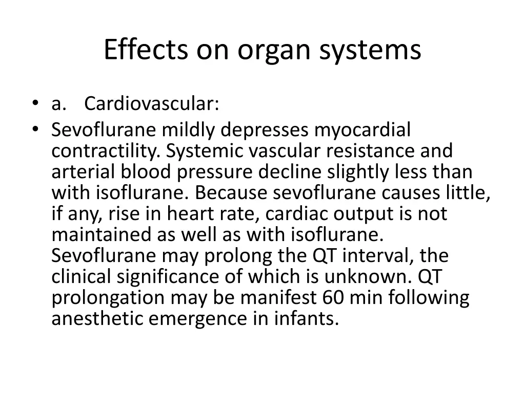 effects on organ systems