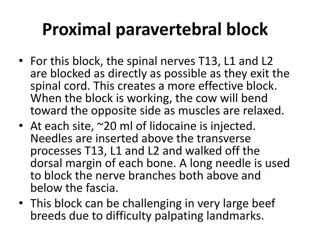 proximal paravertebral block