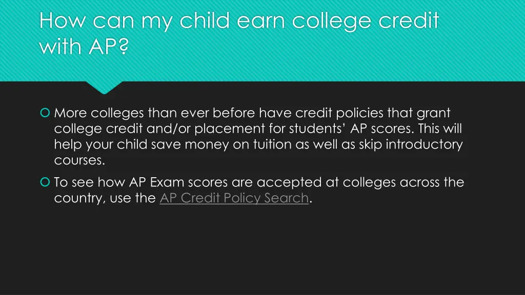 how can my child earn college credit with ap