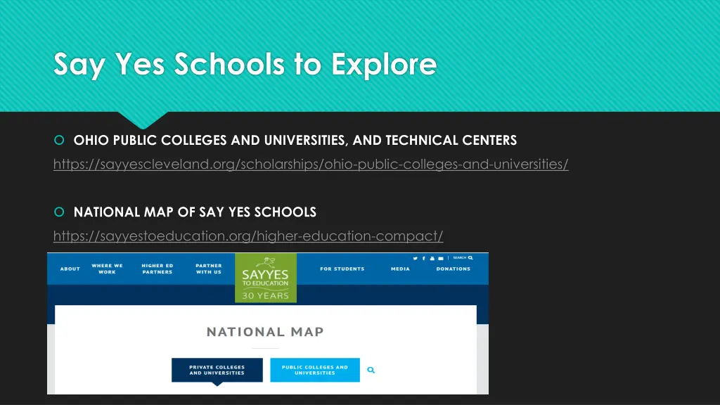say yes schools to explore