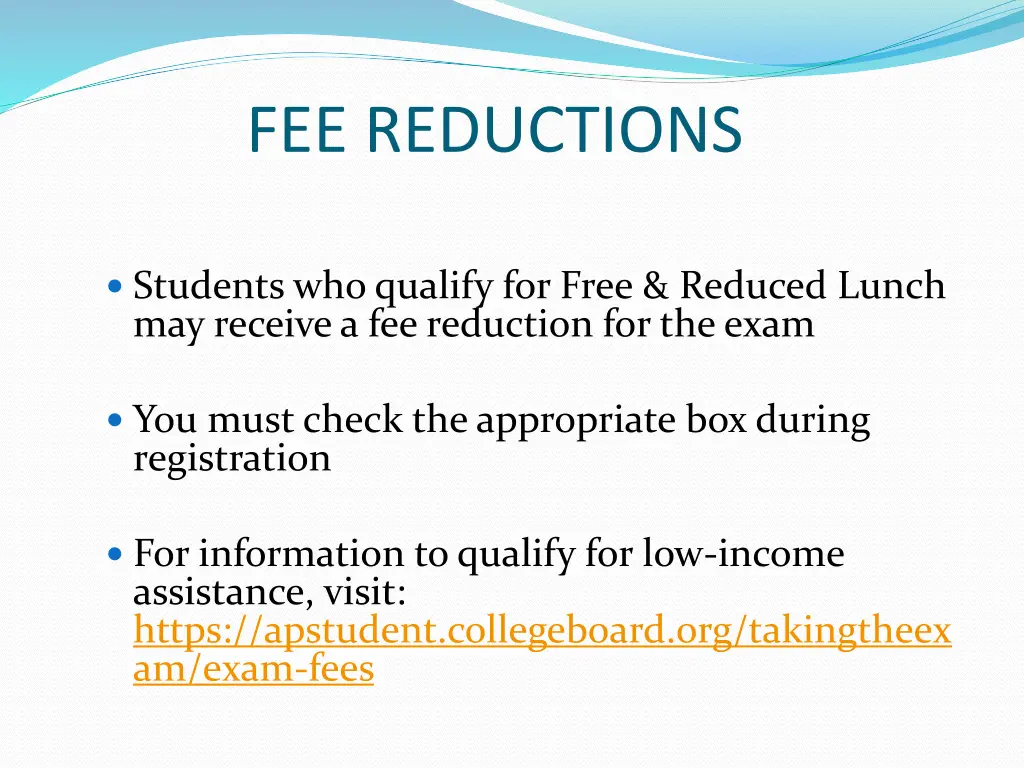 fee reductions