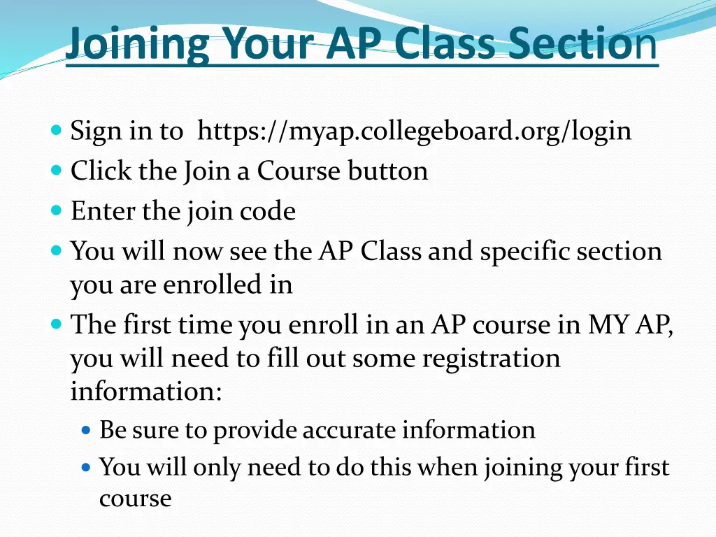 joining your ap class sectio n
