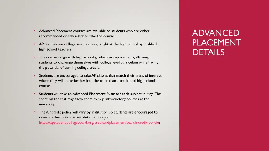 advanced placement details