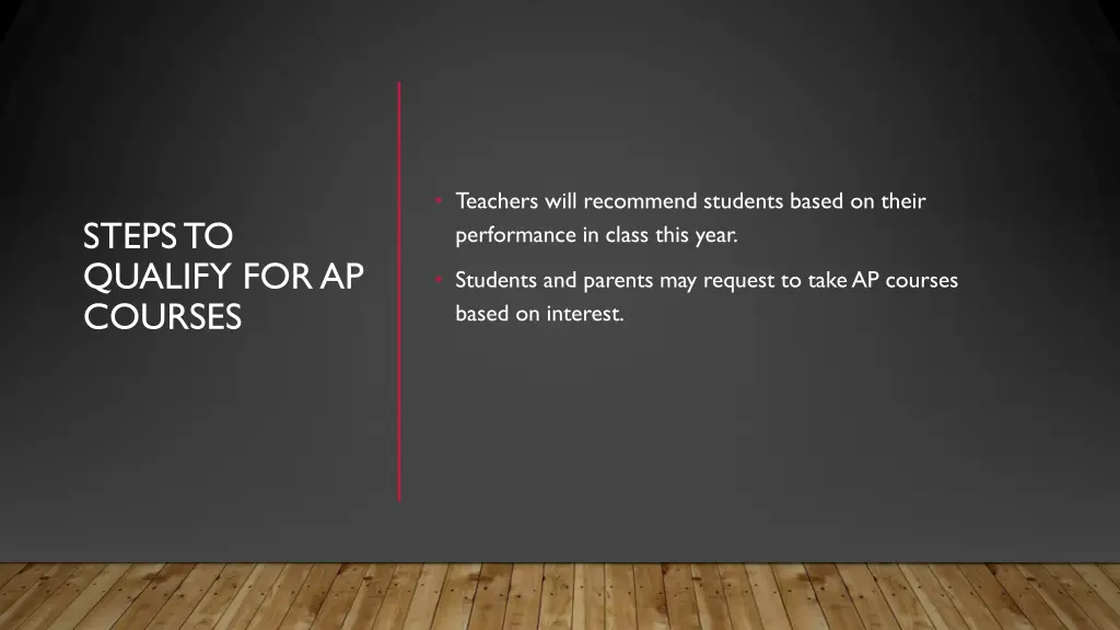 teachers will recommend students based on their