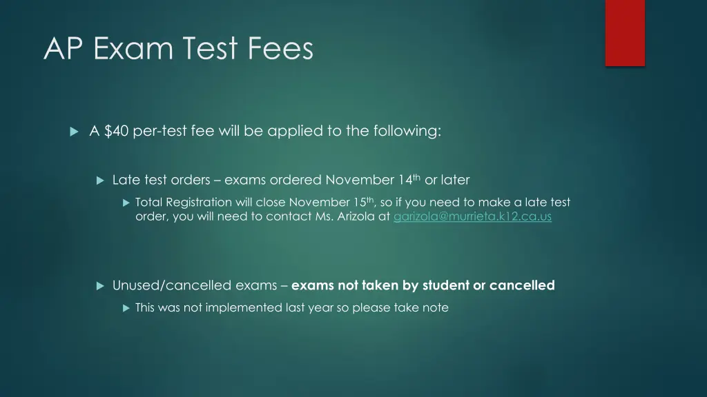 ap exam test fees