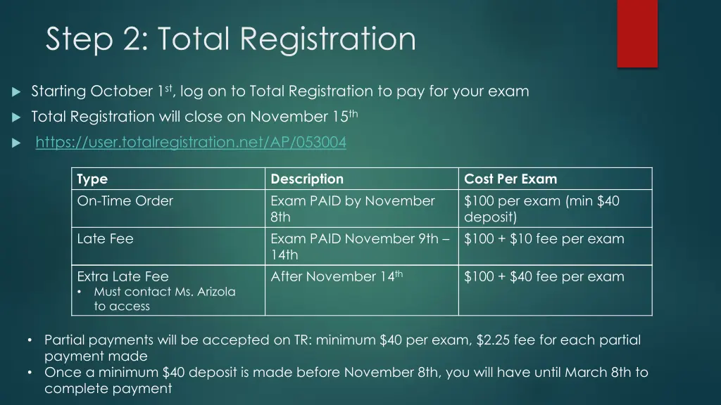 step 2 total registration