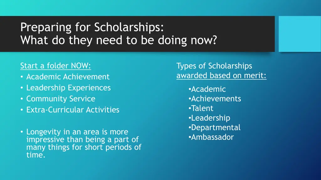 preparing for scholarships what do they need