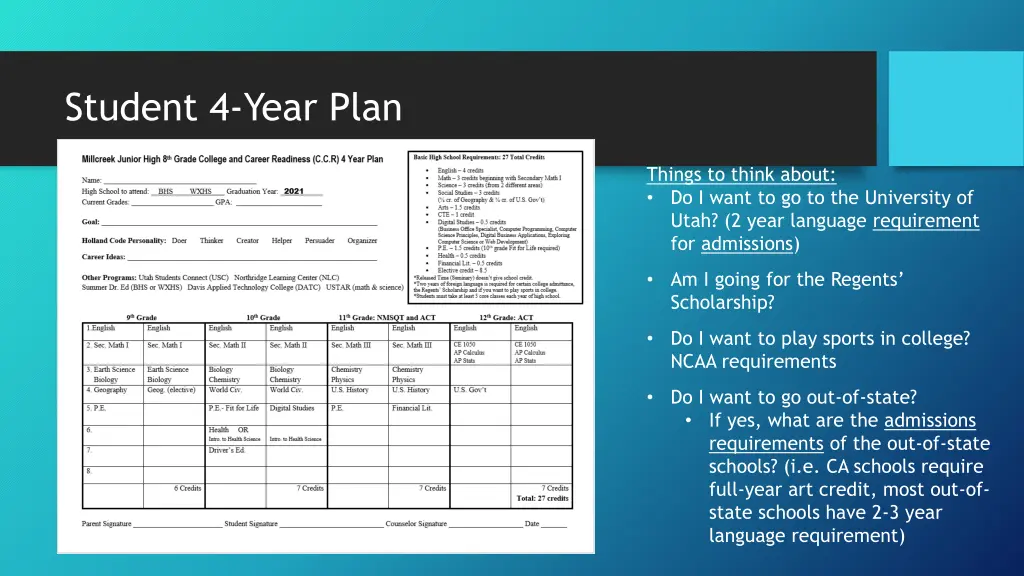 student 4 year plan