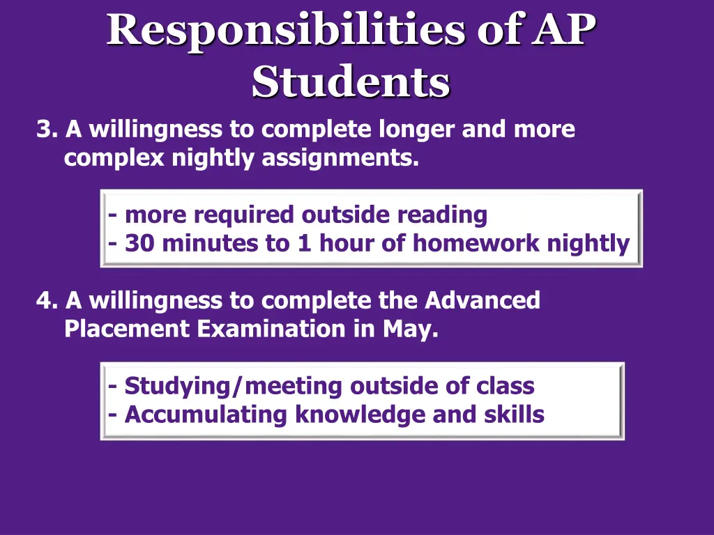 responsibilities of ap students 3 a willingness
