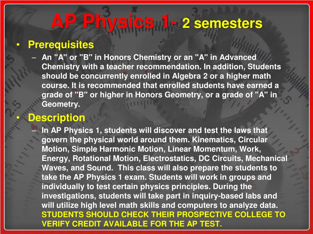 ap physics 1 2 semesters