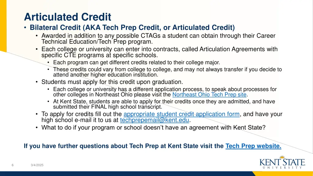 articulated credit bilateral credit aka tech prep