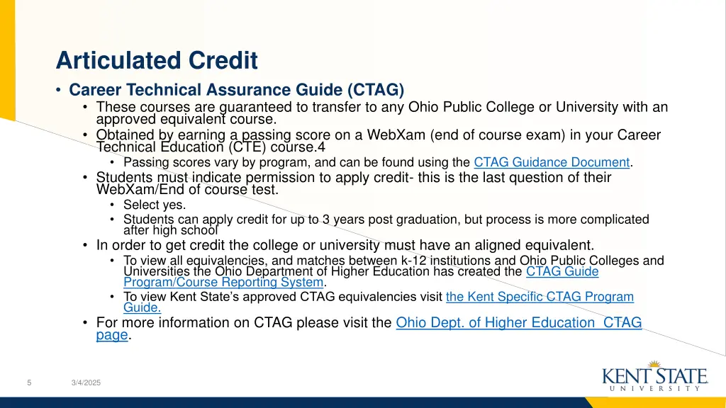 articulated credit career technical assurance