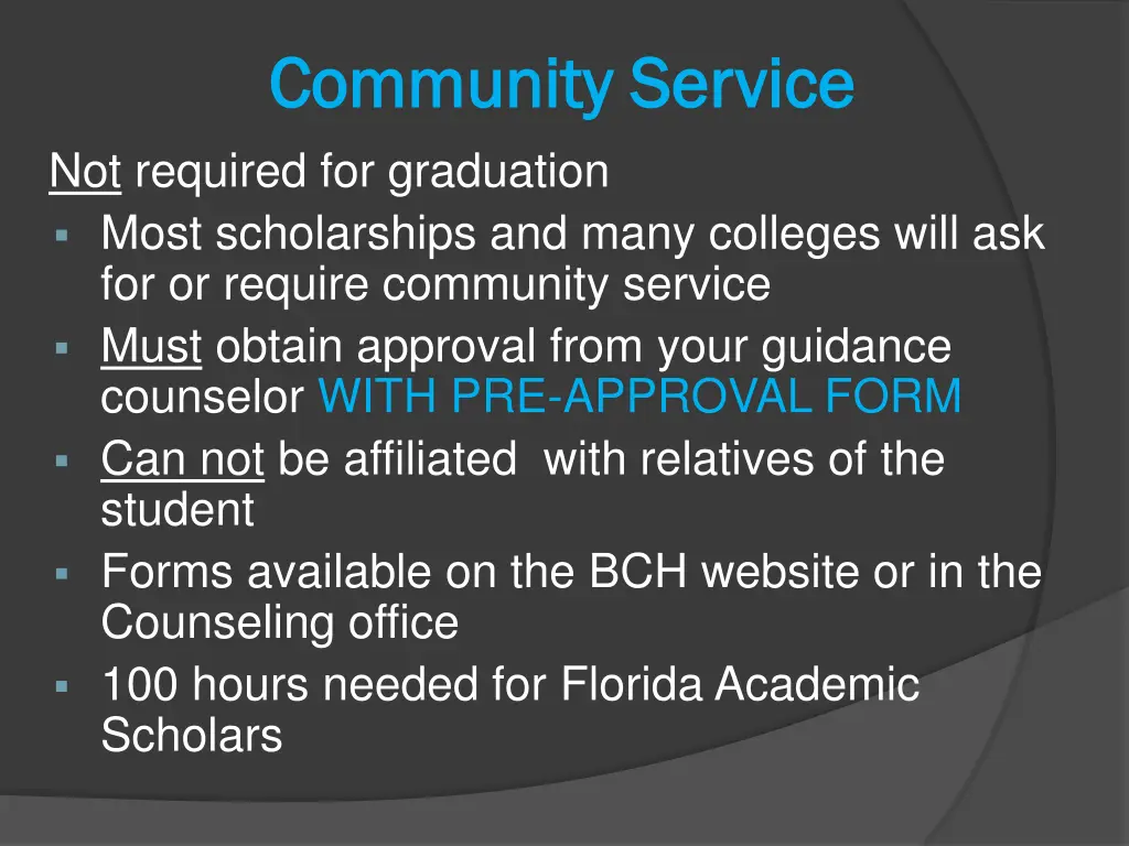 community service community service not required