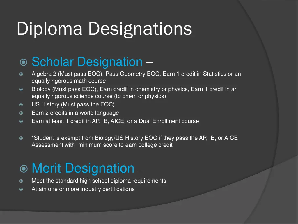 diploma designations