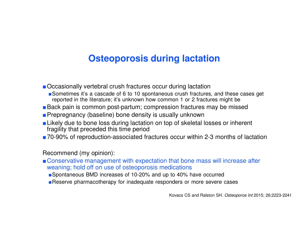 osteoporosis during lactation