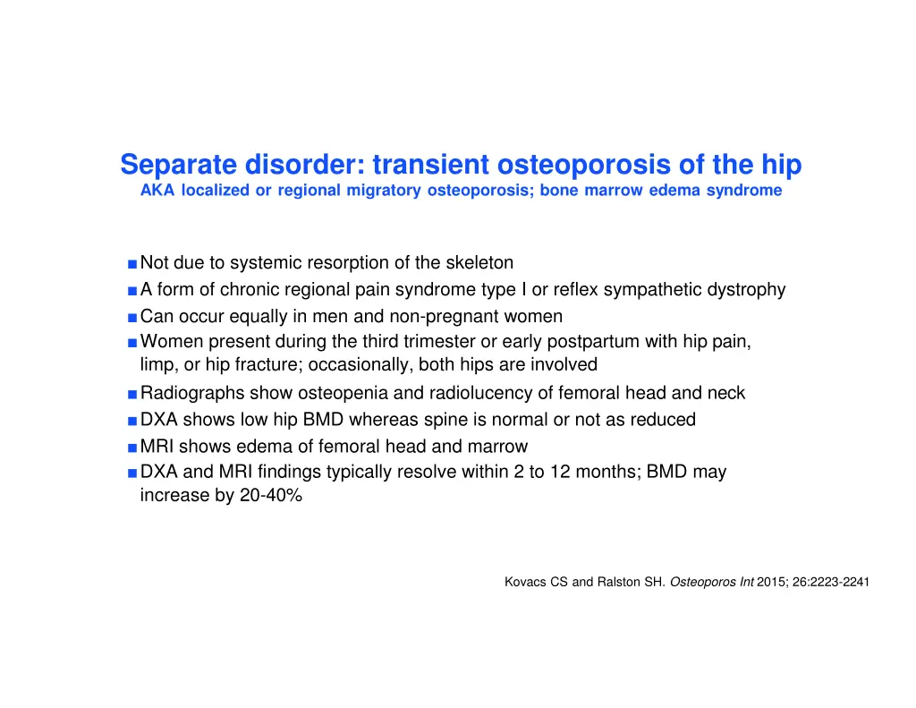 separate disorder transient osteoporosis