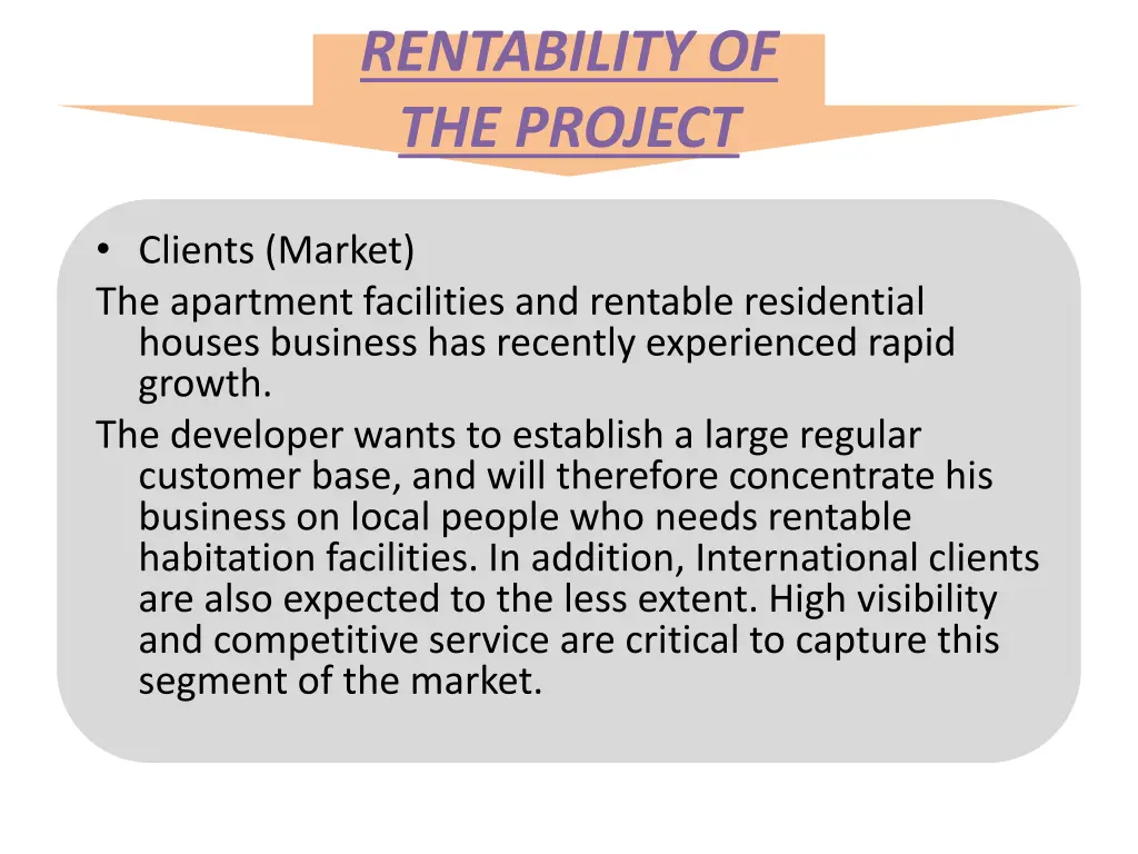 rentability of the project