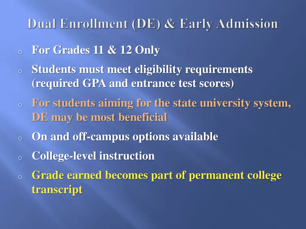 o for grades 11 12 only