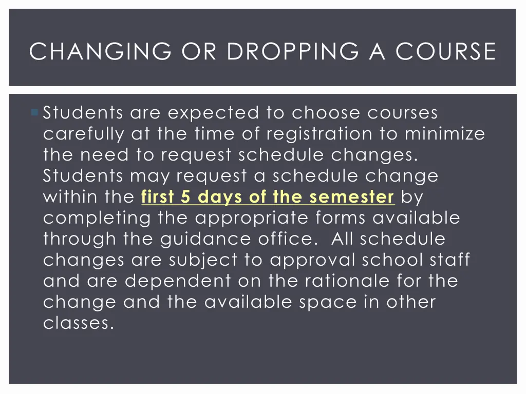 changing or dropping a course