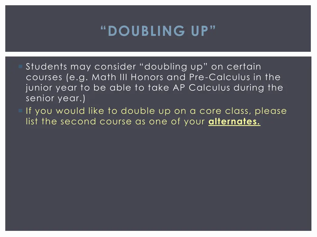 doubling up
