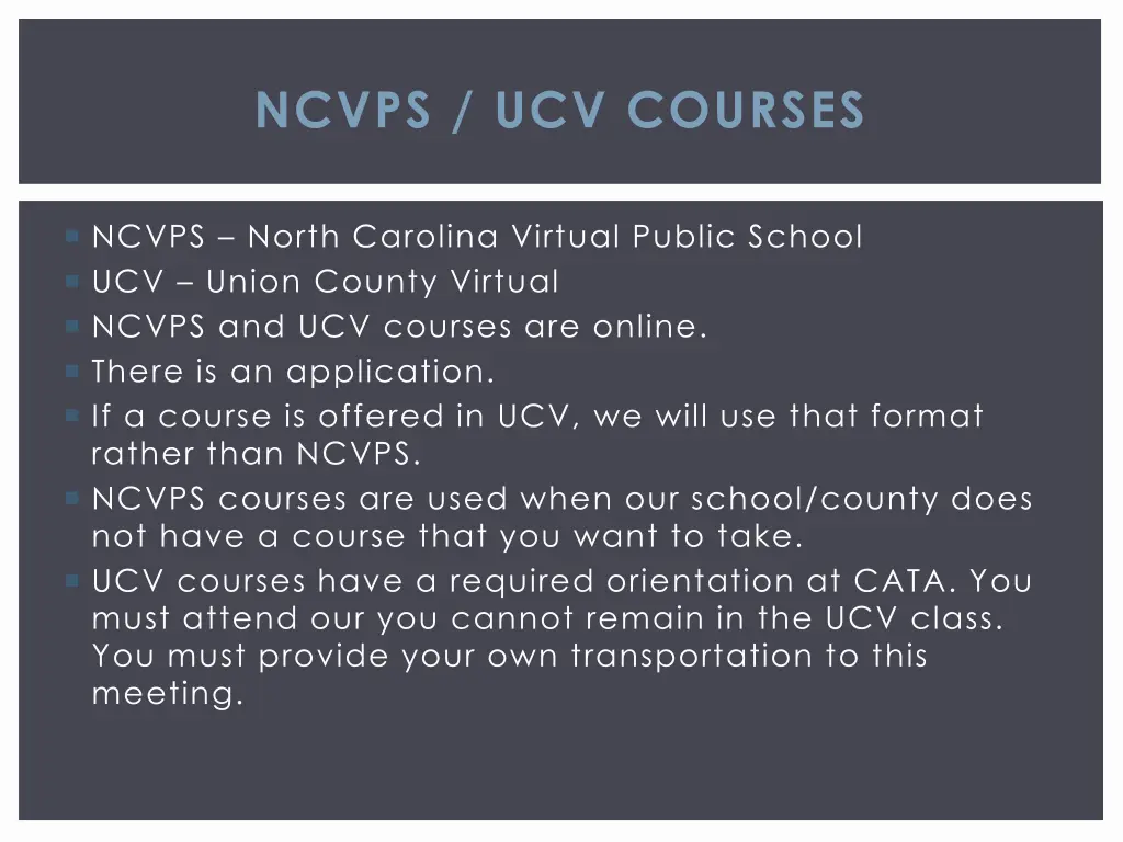 ncvps ucv courses