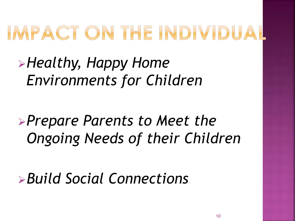 impact on the individual