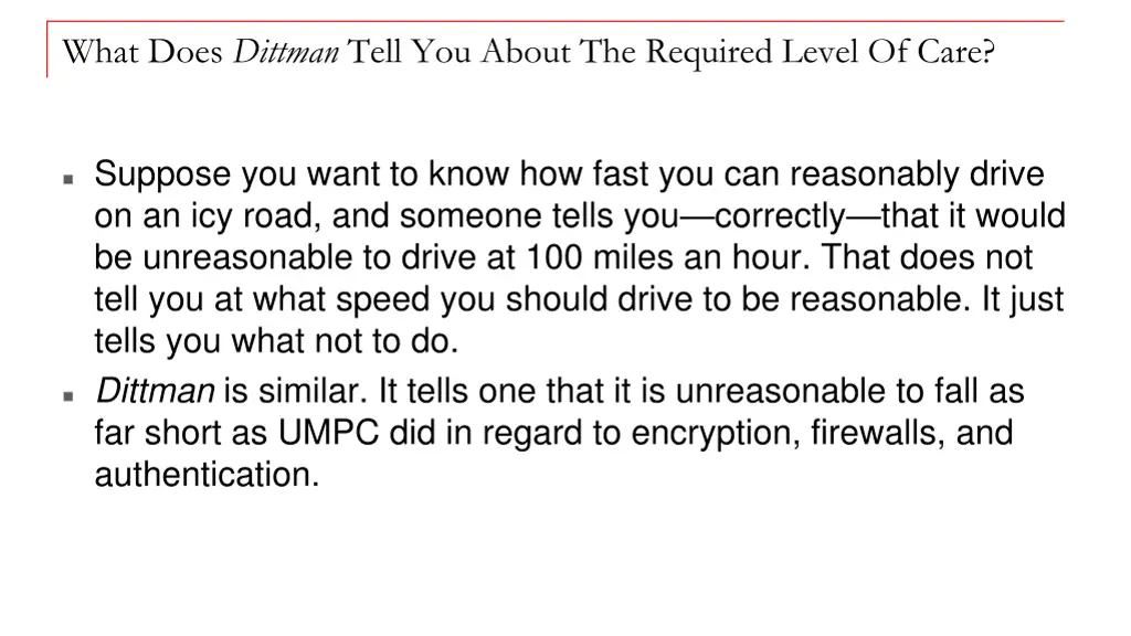what does dittman tell you about the required