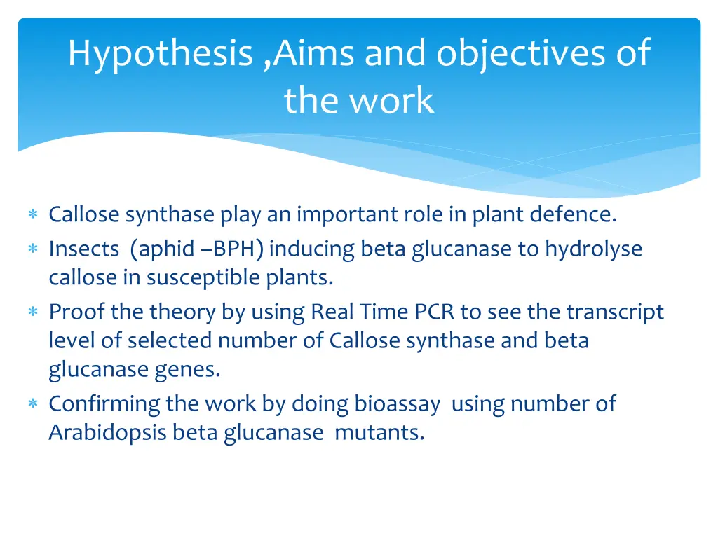 hypothesis aims and objectives of the work