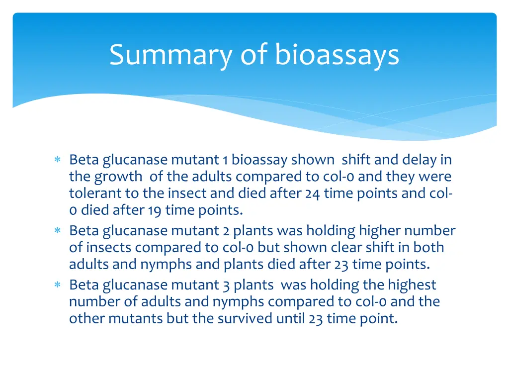 summary of bioassays 1