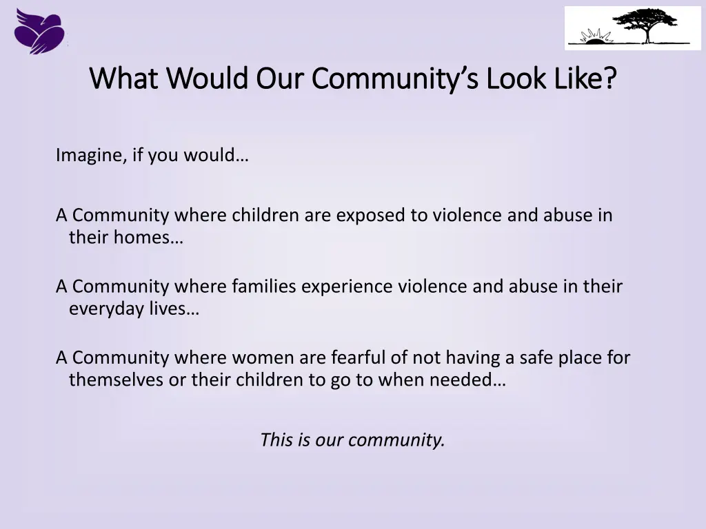 what would our community s look like what would